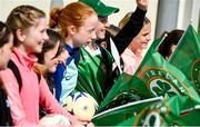 16 June 2023; Supporters from Dalkey United before a Republic of Ireland women open training session at UCD Bowl in Dublin. Photo by Ramsey Cardy/Sportsfile