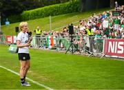 16 June 2023; Manager Vera Pauw speaks to supporters during a Republic of Ireland women open training session at UCD Bowl in Dublin. Photo by Ramsey Cardy/Sportsfile