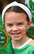 16 June 2023; Supporter Lauren Ryan, age 9, from Mount Merrion, Dublin, during a Republic of Ireland women open training session at UCD Bowl in Dublin. Photo by Ramsey Cardy/Sportsfile