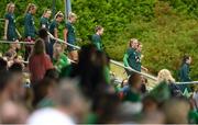 16 June 2023; Players walk out before a Republic of Ireland women open training session at UCD Bowl in Dublin. Photo by Ramsey Cardy/Sportsfile