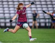 17 June 2023; Kate Slevin of Galway scores her side's third goal during the TG4 All-Ireland Ladies Senior Football Championship Round 1 match between Galway and Cork at Pearse Stadium in Galway. Photo by Piaras Ó Mídheach/Sportsfile