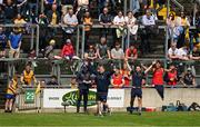 18 June 2023; Roscommon manager Davy Burke reacts to a decision during the GAA Football All-Ireland Senior Championship Round 3 match between Roscommon and Kildare at Glenisk O'Connor Park in Tullamore, Offaly. Photo by Daire Brennan/Sportsfile