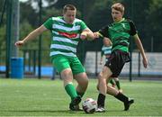 18 June 2023; Action from Evergreen FC, Kilkenny, against Derry Rovers, Offaly, during the Football For All National Blitz on the Sport Ireland Campus in Dublin. Photo by Seb Daly/Sportsfile