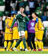 19 June 2023; Trai Hume of Northern Ireland after his side's defeat in the UEFA EURO 2024 Championship Qualifier match between Northern Ireland and Kazakhstan at National Stadium at Windsor Park in Belfast. Photo by Ramsey Cardy/Sportsfile
