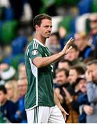 19 June 2023; Jonny Evans of Northern Ireland after his side's defeat in the UEFA EURO 2024 Championship Qualifier match between Northern Ireland and Kazakhstan at National Stadium at Windsor Park in Belfast. Photo by Ramsey Cardy/Sportsfile