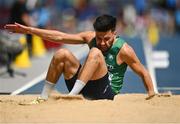 20 June 2023; Jai Benson of Ireland in action in the triple jump at the Silesian Stadium during the European Games 2023 in Chorzow, Poland. Photo by David Fitzgerald/Sportsfile