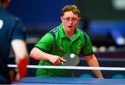 20 June 2023; Team Ireland's Sean Sammon, a member of Castlebar Special Olympics Club, from Castlebar, Mayo, during the Mixed Doubles Table Tennis qualifiers on day four of the World Special Olympic Games 2023 at the Messe Berlin in Berlin, Germany. Photo by Ray McManus/Sportsfile