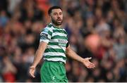 23 June 2023; Roberto Lopes of Shamrock Rovers reacts during the SSE Airtricity Men's Premier Division match between Bohemians and Shamrock Rovers at Dalymount Park in Dublin. Photo by Seb Daly/Sportsfile