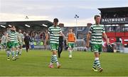 23 June 2023; Johnny Kenny, centre, and Daniel Cleary of Shamrock Rovers, right, after the SSE Airtricity Men's Premier Division match between Bohemians and Shamrock Rovers at Dalymount Park in Dublin. Photo by Seb Daly/Sportsfile