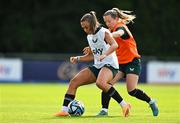 26 June 2023; Katie McCabe, left, and Claire O'Riordan during a Republic of Ireland training session at UCD Bowl in Dublin. Photo by Brendan Moran/Sportsfile