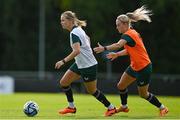 26 June 2023; Ruesha Littlejohn, left, and Lily Agg during a Republic of Ireland training session at UCD Bowl in Dublin. Photo by Brendan Moran/Sportsfile