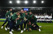 27 June 2023; Ireland players celebrate after receiving their medals following the Men's Rugby Sevens final match between Ireland and Great Britain at the Henryk Reyman Stadium during the European Games 2023 in Krakow, Poland. Photo by David Fitzgerald/Sportsfile