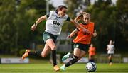 29 June 2023; Áine O'Gorman, left, with Izzy Atkinson during a Republic of Ireland women training session at UCD Bowl in Dublin. Photo by Stephen McCarthy/Sportsfile