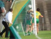1 July 2023; Nicole Mc Laughlin of Donegal scores a goal that was subsequently disallowed during the TG4 Ladies Football All-Ireland Senior Championship match between Meath and Donegal at Páirc Tailteann in Navan, Meath. Photo by Michael P Ryan/Sportsfile
