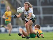 1 July 2023; Aoife Minogue of Meath in action against Tara Ní hEigeartaigh of Donegal during the TG4 Ladies Football All-Ireland Senior Championship match between Meath and Donegal at Páirc Tailteann in Navan, Meath. Photo by Michael P Ryan/Sportsfile