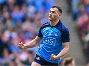 2 July 2023; Colm Basquel of Dublin celebrates after scoring his side's first goal during the GAA Football All-Ireland Senior Championship quarter-final match between Dublin and Mayo at Croke Park in Dublin. Photo by Piaras Ó Mídheach/Sportsfile