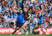 2 July 2023; Colm Basquel of Dublin celebrates after scoring his side's second goal during the GAA Football All-Ireland Senior Championship quarter-final match between Dublin and Mayo at Croke Park in Dublin. Photo by John Sheridan/Sportsfile