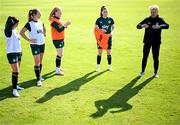 3 July 2023; Manager Vera Pauw speaks to her players during a Republic of Ireland women training session at the FAI National Training Centre in Abbotstown, Dublin. Photo by Stephen McCarthy/Sportsfile