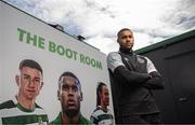 4 July 2023; Republic of Ireland and Southampton goalkeeper Gavin Bazunu at the launch of Shamrock Rovers' internal club initiative The Boot Room, at Roadstone in Dublin. Photo by Ramsey Cardy/Sportsfile