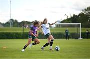 4 July 2023; Megan Connolly, right, and Katie McCabe during a Republic of Ireland women training session at the FAI National Training Centre in Abbotstown, Dublin. Photo by Stephen McCarthy/Sportsfile