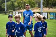 5 July 2023; Leinster player Jordan Larmour with attendees during a Bank of Ireland Leinster Rugby Summer Camp at Stillorgan-Rathfarnham RFC in Dublin. Photo by Harry Murphy/Sportsfile