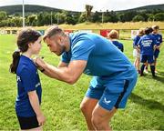 5 July 2023; Leinster player Jordan Larmour signs autographs during a Bank of Ireland Leinster Rugby Summer Camp at Stillorgan-Rathfarnham RFC in Dublin. Photo by Harry Murphy/Sportsfile