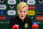 5 July 2023; Manager Vera Pauw during a Republic of Ireland women press conference at Tallaght Stadium in Dublin. Photo by Stephen McCarthy/Sportsfile