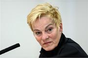 5 July 2023; Manager Vera Pauw during a Republic of Ireland women press conference at Tallaght Stadium in Dublin. Photo by Stephen McCarthy/Sportsfile