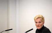 5 July 2023; Manager Vera Pauw during a Republic of Ireland women press conference at Tallaght Stadium in Dublin. Photo by Stephen McCarthy/Sportsfile