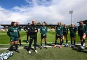 5 July 2023; Manager Vera Pauw speaks to her players during a Republic of Ireland women training session at Tallaght Stadium in Dublin. Photo by Stephen McCarthy/Sportsfile