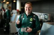 7 July 2023; Courtney Brosnan at Dublin Airport ahead of the Republic of Ireland's flight to Australia for the FIFA Women's World Cup 2023. Photo by Stephen McCarthy/Sportsfile