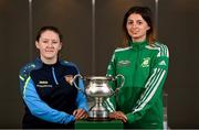 10 July 2023; Niamh Carroll of Terenure Rangers FC, left, and Bronagh Gallagher of Bonagee United FC pose for a portrait at a media conference at the FAI HQ in Dublin ahead of the FAI Women's Amateur Cup Final on Sunday next, 15 July in Eamonn Deasy Park in Galway. Photo by David Fitzgerald/Sportsfile