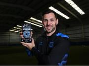 12 July 2023; Patrick Hoban of Dundalk with his SSE Airtricity / SWI Player of the Month award for June 2023 at Oriel Park in Dundalk, Louth. Photo by Piaras Ó Mídheach/Sportsfile