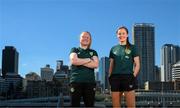 11 July 2023; Republic of Ireland players Amber Barrett, left, and Heather Payne pose for a photograph at South Bank in Brisbane, Australia, ahead of the start of the FIFA Women's World Cup 2023. Photo by Stephen McCarthy/Sportsfile