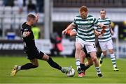 11 July 2023; Rory Gaffney of Shamrock Rovers is tackled by Damar Muminovic of Breidablik during the UEFA Champions League First Qualifying Round 1st Leg match between Shamrock Rovers and Breidablik at Tallaght Stadium in Dublin. Photo by Ben McShane/Sportsfile