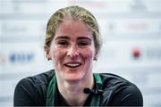 12 July 2023; Shauna Bocquet of Ireland speaks to media after competing in the heat of the Women's 1500m T54 during day five of the World Para Athletics Championships 2023 at Charléty Stadium in Paris, France. Photo by Sandra Ruhaut/Sportsfile