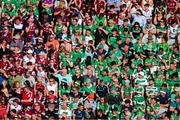 8 July 2023; Galway, maroon, and Limerick, green, supporters in the Cusack Stand during the GAA Hurling All-Ireland Senior Championship semi-final match between Limerick and Galway at Croke Park in Dublin. Photo by Ray McManus/Sportsfile