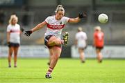 15 July 2023; Doireann O'Sullivan of Cork kicks a point from a free during the TG4 Ladies Football All-Ireland Senior Championship quarter-final match between Armagh and Cork at BOX-IT Athletic Grounds in Armagh. Photo by Ben McShane/Sportsfile