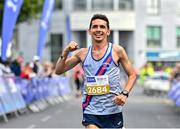 16 July 2023; Emmet Jennings of Dundrum South Dublin AC, crosses the line to win the 2023 Irish Life Dublin Race Series-Fingal 10km which took place on Sunday 16th of July at Swords in Dublin. Photo by Sam Barnes/Sportsfile