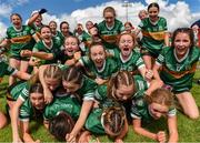 16 July 2023; Kerry players celebrate following the 2023 All-Ireland U16 Ladies Football B Final match between Kerry and Sligo at Duggan Park, Ballinasloe, Galway. Photo by Tom Beary/Sportsfile