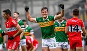 16 July 2023; David Clifford of Kerry celebrates at the final whistle after his side's victory in the GAA Football All-Ireland Senior Championship Semi-Final match between Derry and Kerry at Croke Park in Dublin. Photo by Piaras Ó Mídheach/Sportsfile