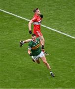 16 July 2023; Sean O'Shea of Kerry celebrates after scoring a second half point during the GAA Football All-Ireland Senior Championship Semi-Final match between Derry and Kerry at Croke Park in Dublin. Photo by Daire Brennan/Sportsfile