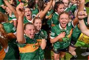 16 July 2023; Kerry players celebrate following the 2023 All-Ireland U16 Ladies Football B Final match between Kerry and Sligo at Duggan Park, Ballinasloe, Galway. Photo by Tom Beary/Sportsfile