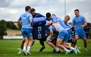 17 July 2023; Rory McGuire, centre, during a Leinster rugby squad training and gym session at Wicklow RFC in Wicklow. Photo by Brendan Moran/Sportsfile