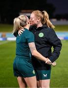 19 July 2023; Denise O'Sullivan, left, and Amber Barrett during a Republic of Ireland training session at the Leichhardt Oval in Sydney, Australia. Photo by Stephen McCarthy/Sportsfile