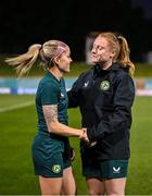 19 July 2023; Denise O'Sullivan, left, and Amber Barrett during a Republic of Ireland training session at the Leichhardt Oval in Sydney, Australia. Photo by Stephen McCarthy/Sportsfile