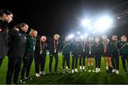 19 July 2023; Manager Vera Pauw, centre, speaks to players and staff during a Republic of Ireland stadium familiarisation at Stadium Australia in Sydney, Australia. Photo by Stephen McCarthy/Sportsfile