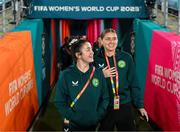 19 July 2023; Marissa Sheva, left, and Sinead Farrelly during a Republic of Ireland stadium familiarisation at Stadium Australia in Sydney, Australia. Photo by Stephen McCarthy/Sportsfile