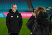 19 July 2023; Megan Connolly has her picture taken by team doctor Siobhan Forman during a Republic of Ireland stadium familiarisation at Stadium Australia in Sydney, Australia. Photo by Stephen McCarthy/Sportsfile