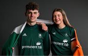 20 July 2023; The Permanent TSB flagbearers for Team Ireland at the European Youth Olympic Festival in Slovenia have been announced. Pictured are flagbeares Cian Crampton and Aliyah Rafferty. The 2023 Summer European Youth Olympic Festival takes place from 23rd to 29th July in Maribor, Slovenia and Team Ireland will have a team of 44 athletes competing across 5 sports. Photo by Brendan Moran/Sportsfile